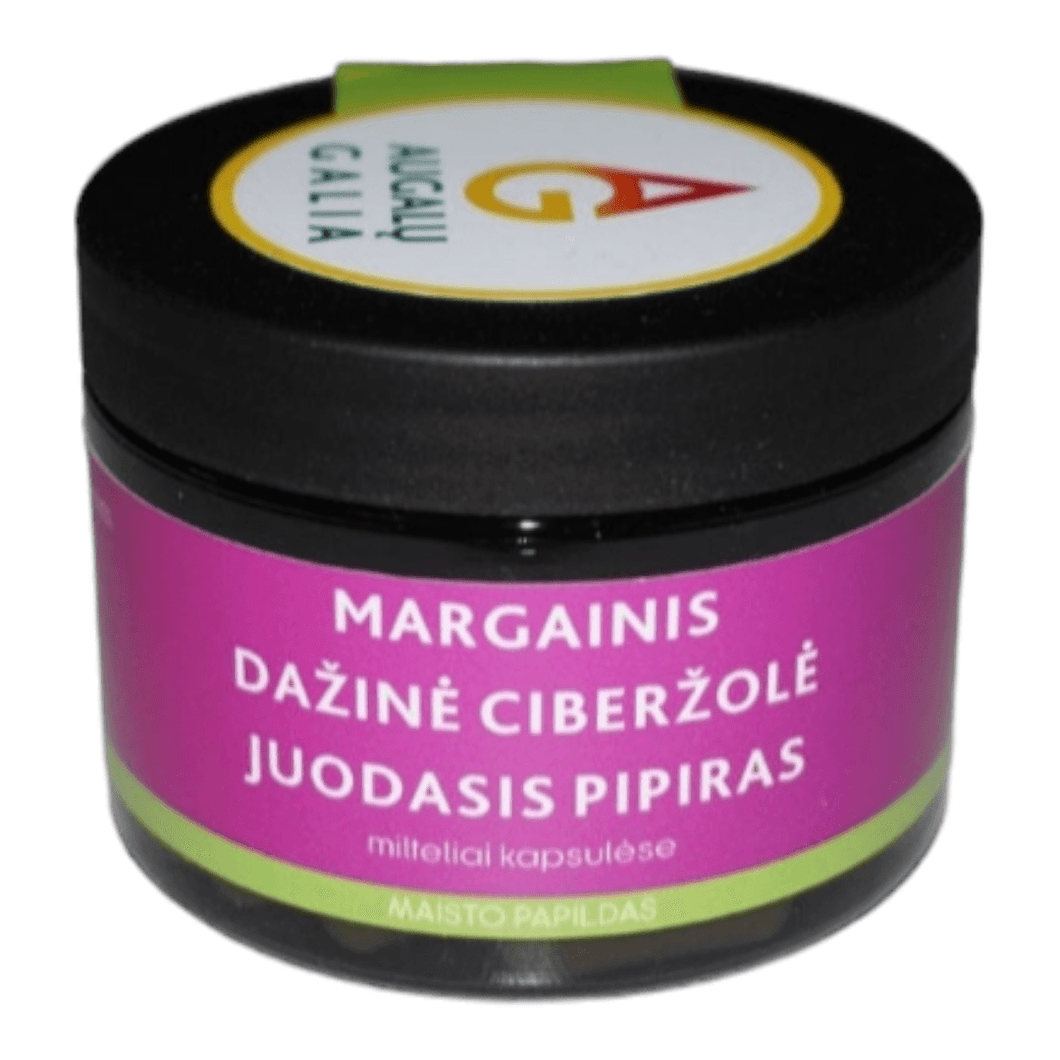 MARGAINIS+DAŽINĖ CIBERŽOLĖ + JUODASIS PIPIRAS Kapsulėse.- Kepenų draugas 🍃