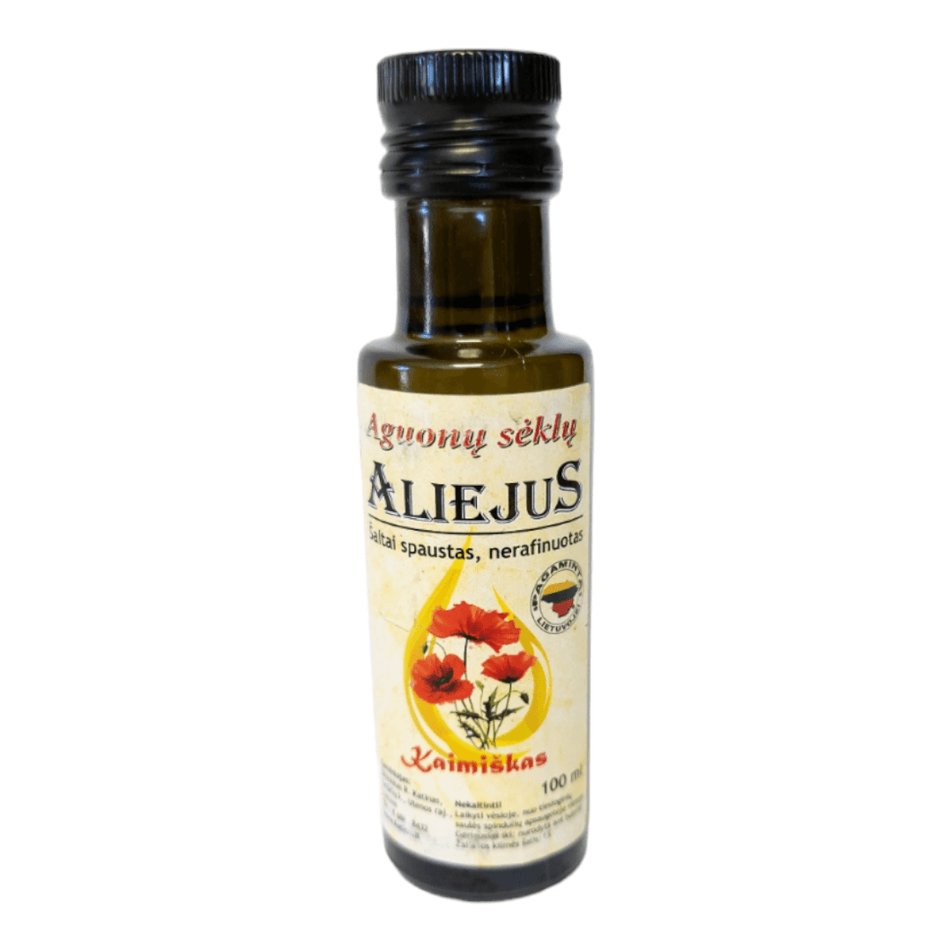 Aguonų sėklų šalto spaudimo aliejus 100ml-100%🍃