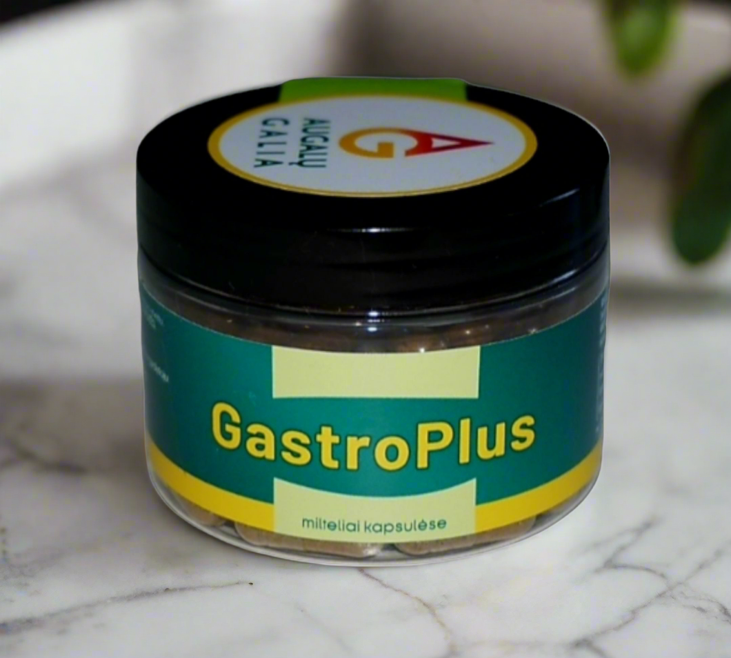 Gastro Plius. Žolelės kapsulėse skrandžio darbui 🍃