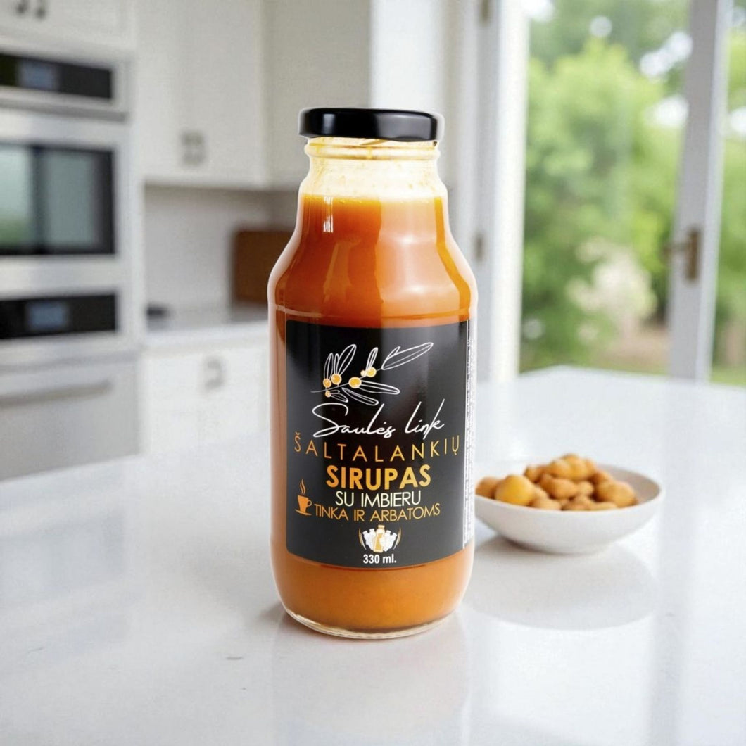 Šaltalankių sirupas su imbieru 330ml