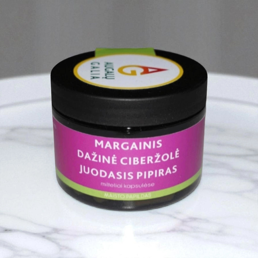 Margainis. Dažinė ciberžolė. Juodasis pipiras-60 Kapsulių. 🍃
