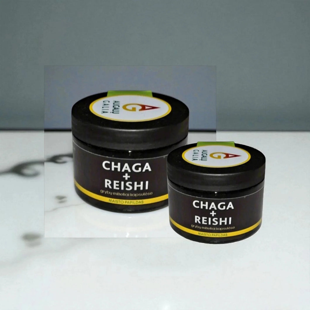 Čaga Beržo grybas+Reishi Tikrinis blizgutis kapsulės- 2vnt.🌿