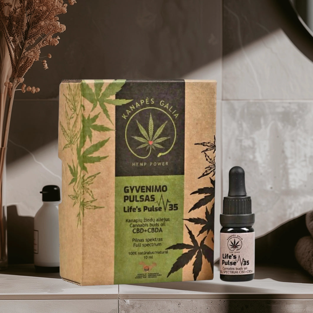 CBD +CBDA KANAPIŲ ŽIEDŲ ALIEJUS.  35% PILNO SPEKTRO  Gyvenimo pulsas.