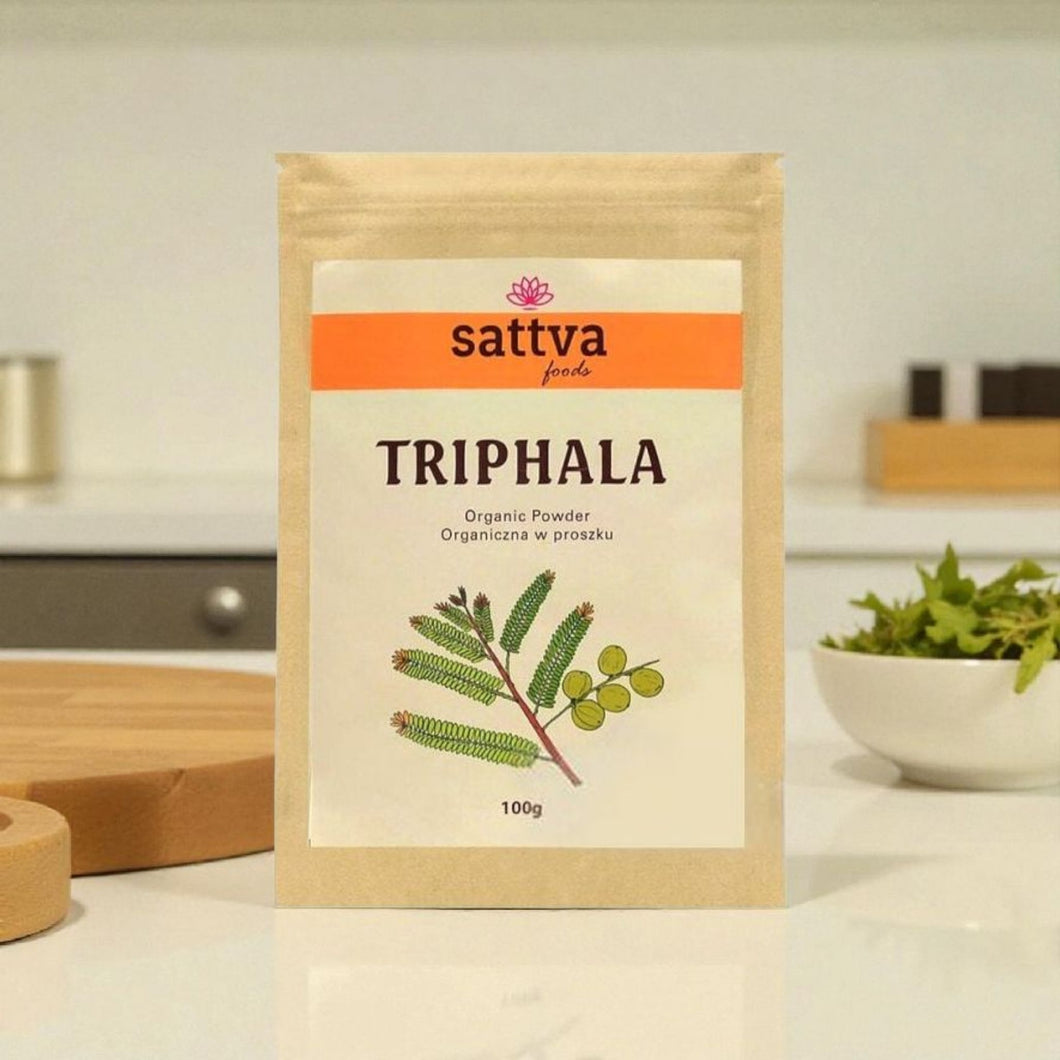 Triphala milteliai 100 g — Sattva.  Švarus organizmas ,sveikas žmogus